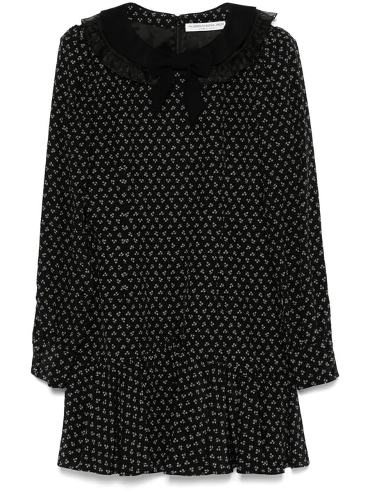 Flower-Print Silk Mini Dress