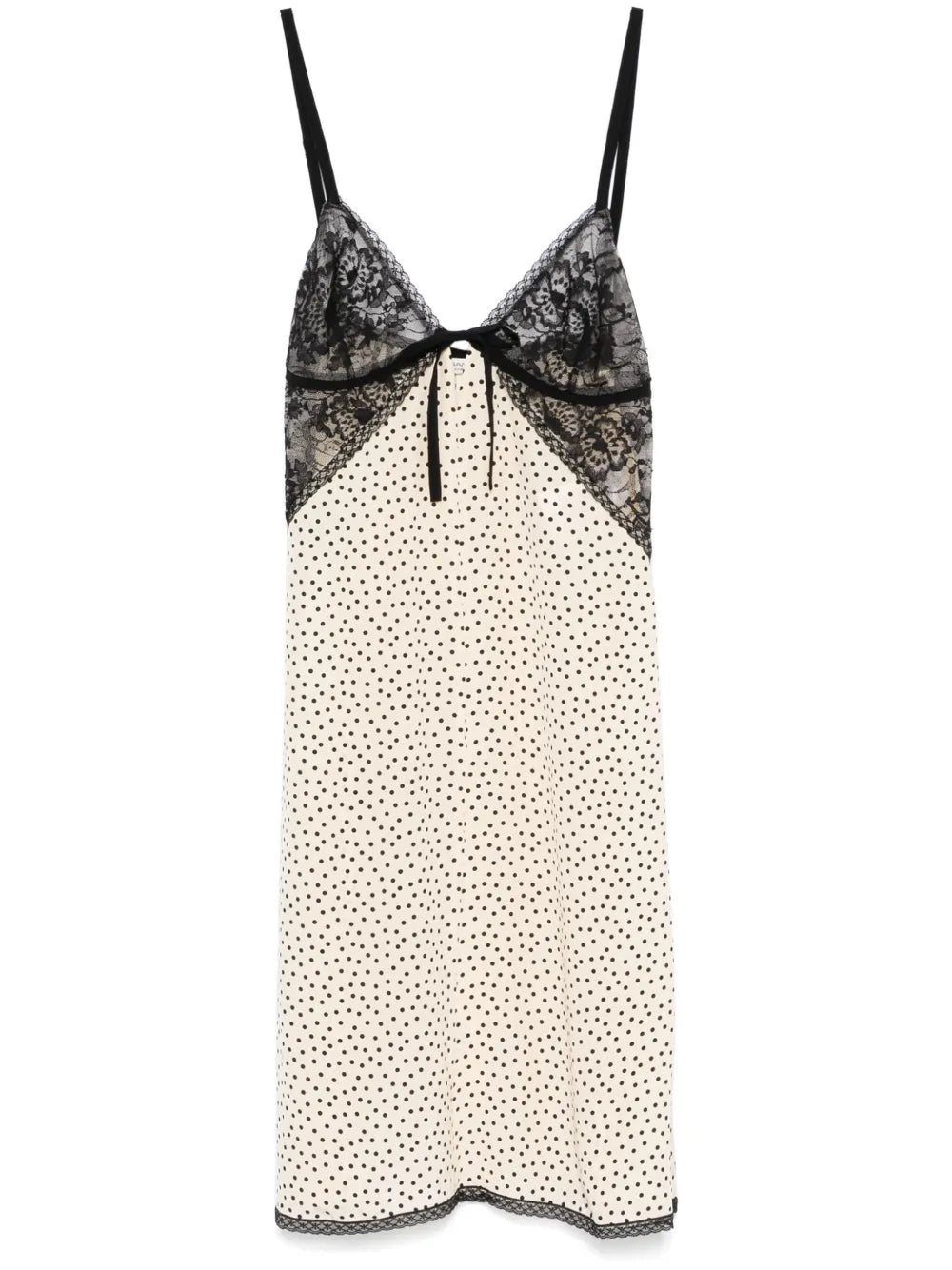 Polka-Dot-Print Lace-Intarsia Mini Dress