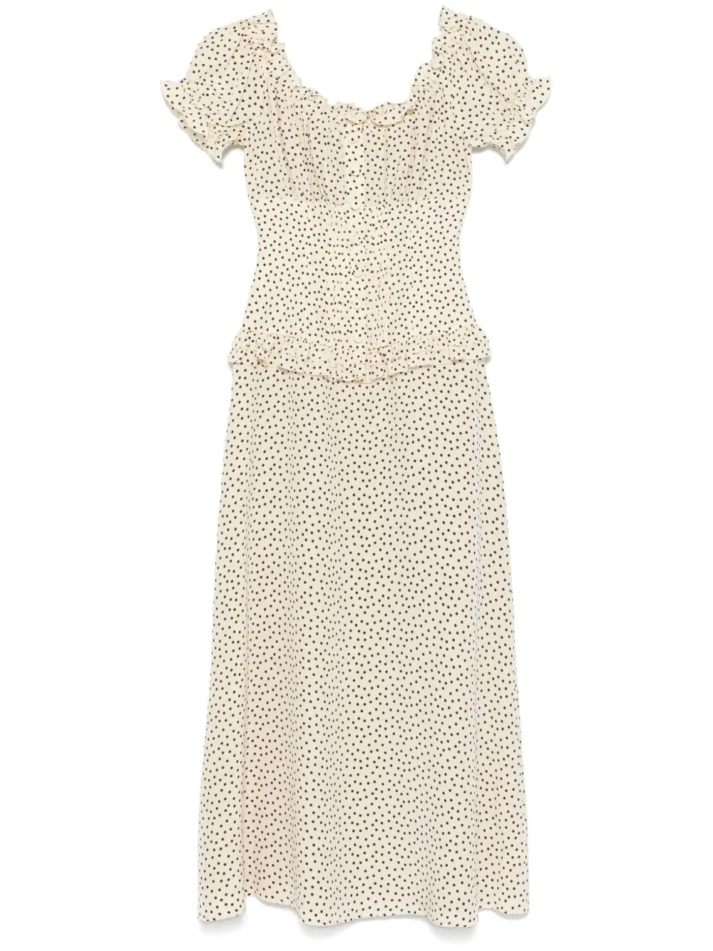 Polka-Dot Off-Shoulder Midi Dress