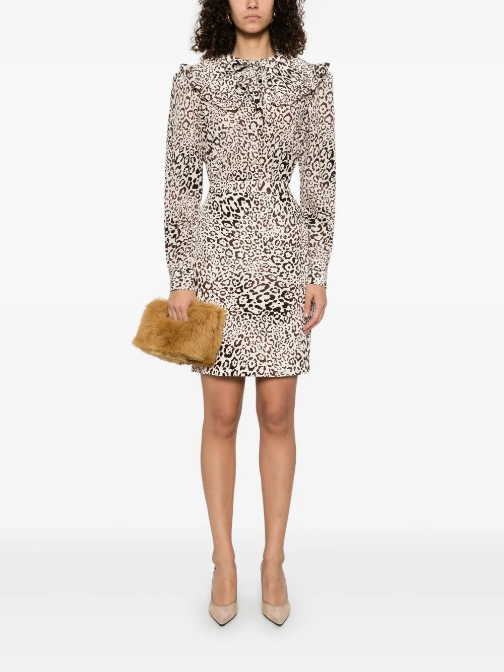 Leopard-Print Silk Mini Skirt