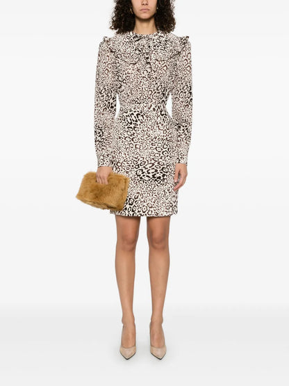 Leopard-Print Silk Mini Skirt