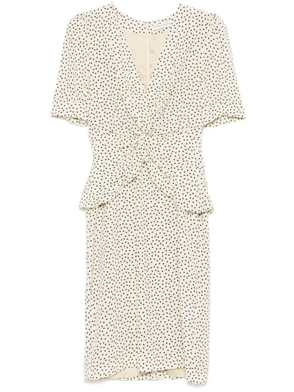 Polka-Dot Silk Midi Dress