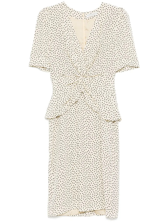 Polka-Dot Silk Midi Dress