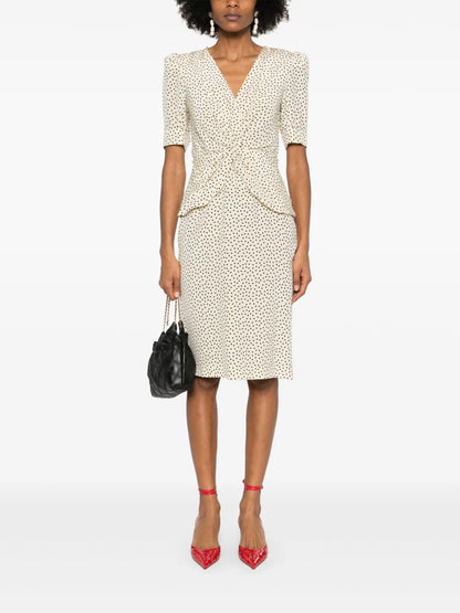 Polka-Dot Silk Midi Dress