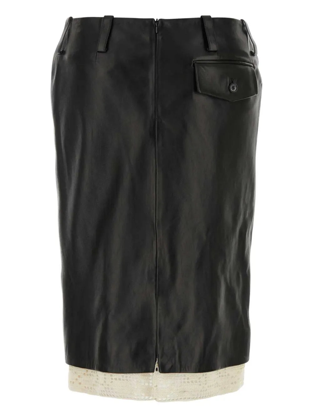 Crochet-Trimmed Leather Skirt