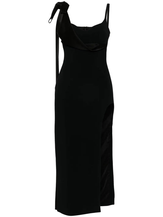 Satin-Bow Midi Dress