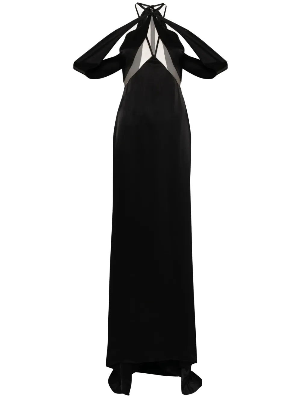 Tulle-Detail Satin Gown