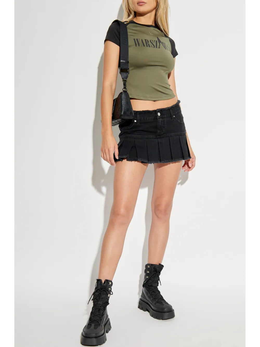 Logo Patch Denim Skirt