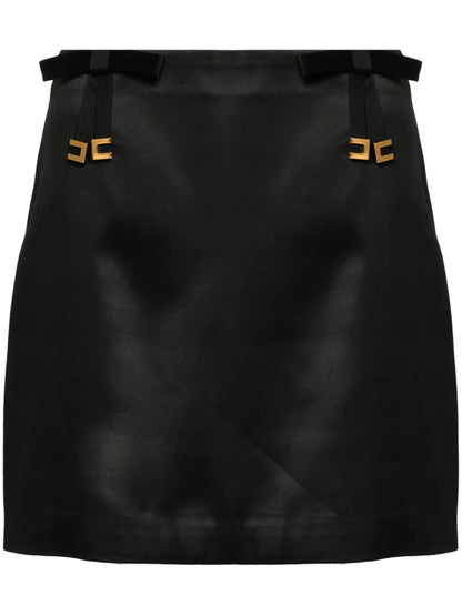Bow-Embellished Satin Mini Skirt