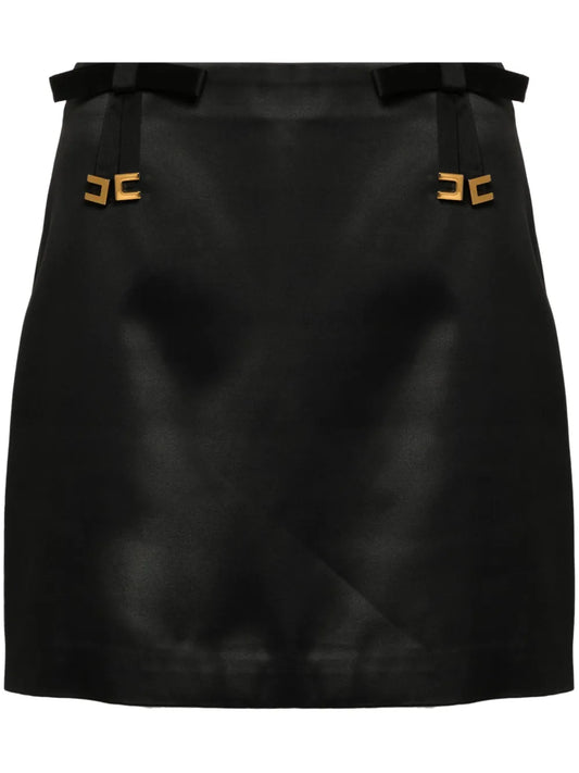 Bow-Embellished Satin Mini Skirt