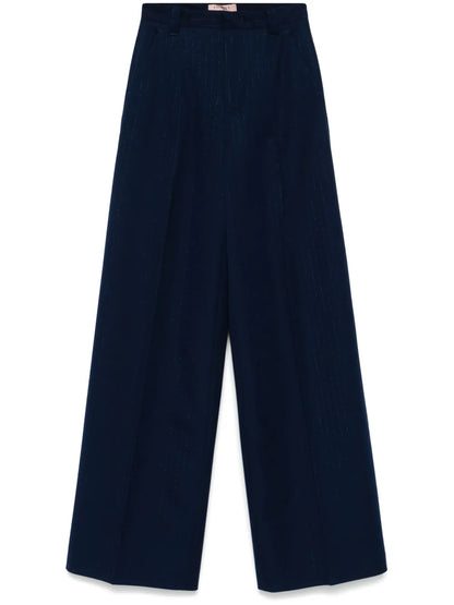 Pinstripe Wide-Leg Trousers