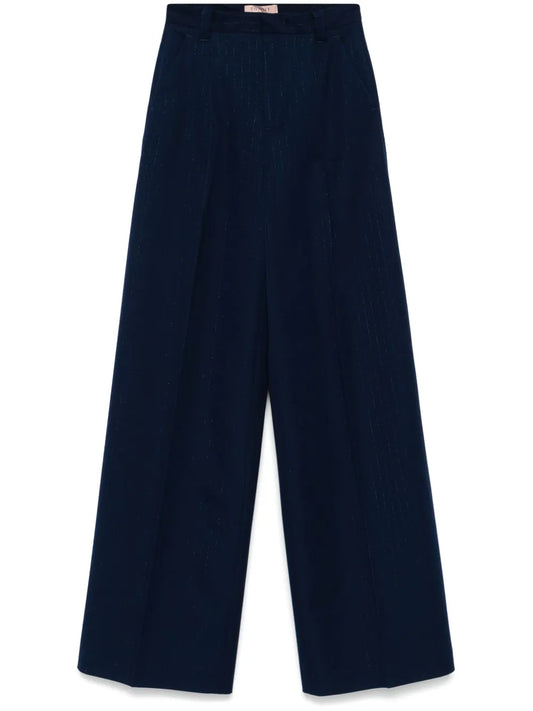 Pinstripe Wide-Leg Trousers