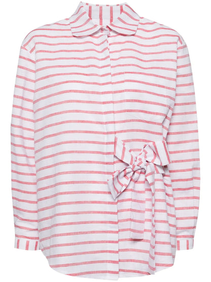Striped Tie Belt Shirt