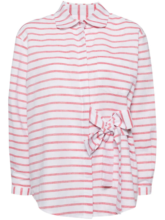 Striped Tie Belt Shirt