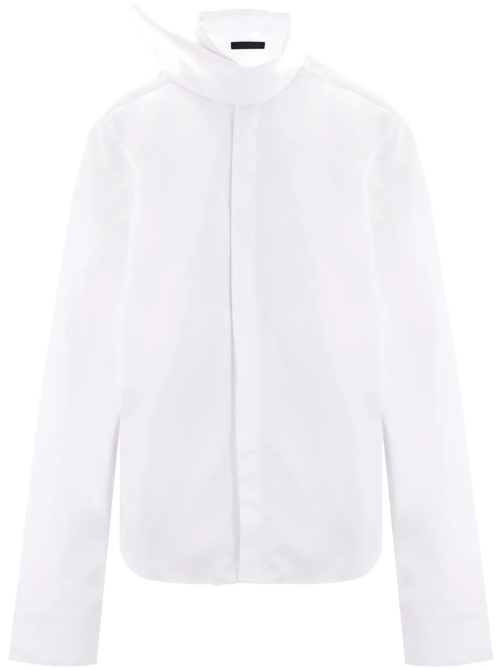 Scarf-Collar Cotton Shirt