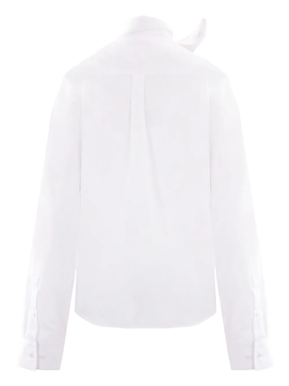 Scarf-Collar Cotton Shirt