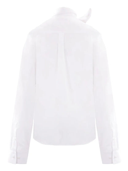 Scarf-Collar Cotton Shirt