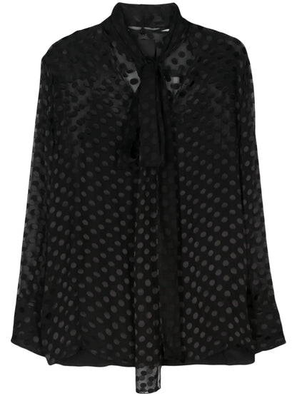 Polka Dot-Devoré Blouse