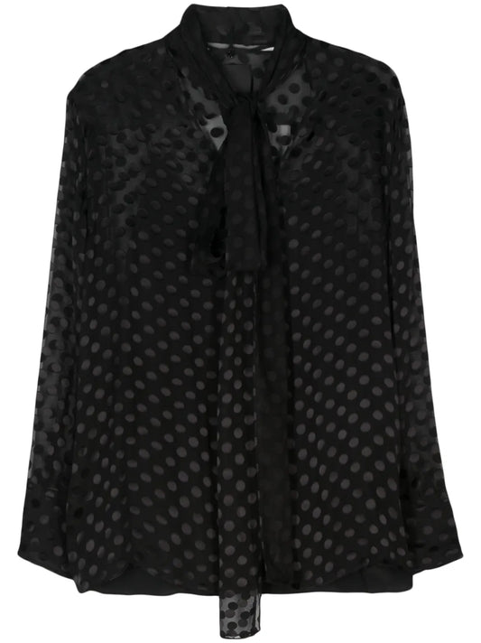 Polka Dot-Devoré Blouse