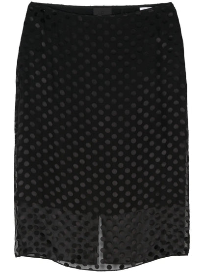 Polka Dot-Devoré Skirt