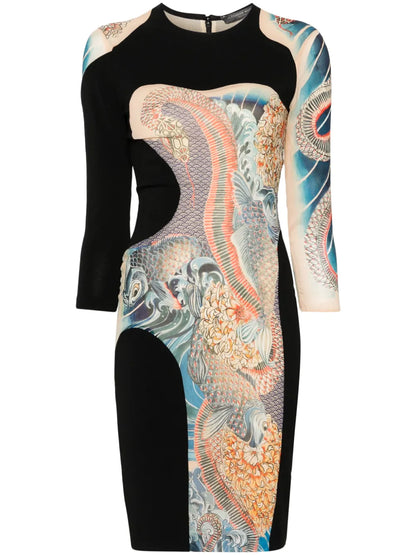 Japanese-Style Print Mini Dress