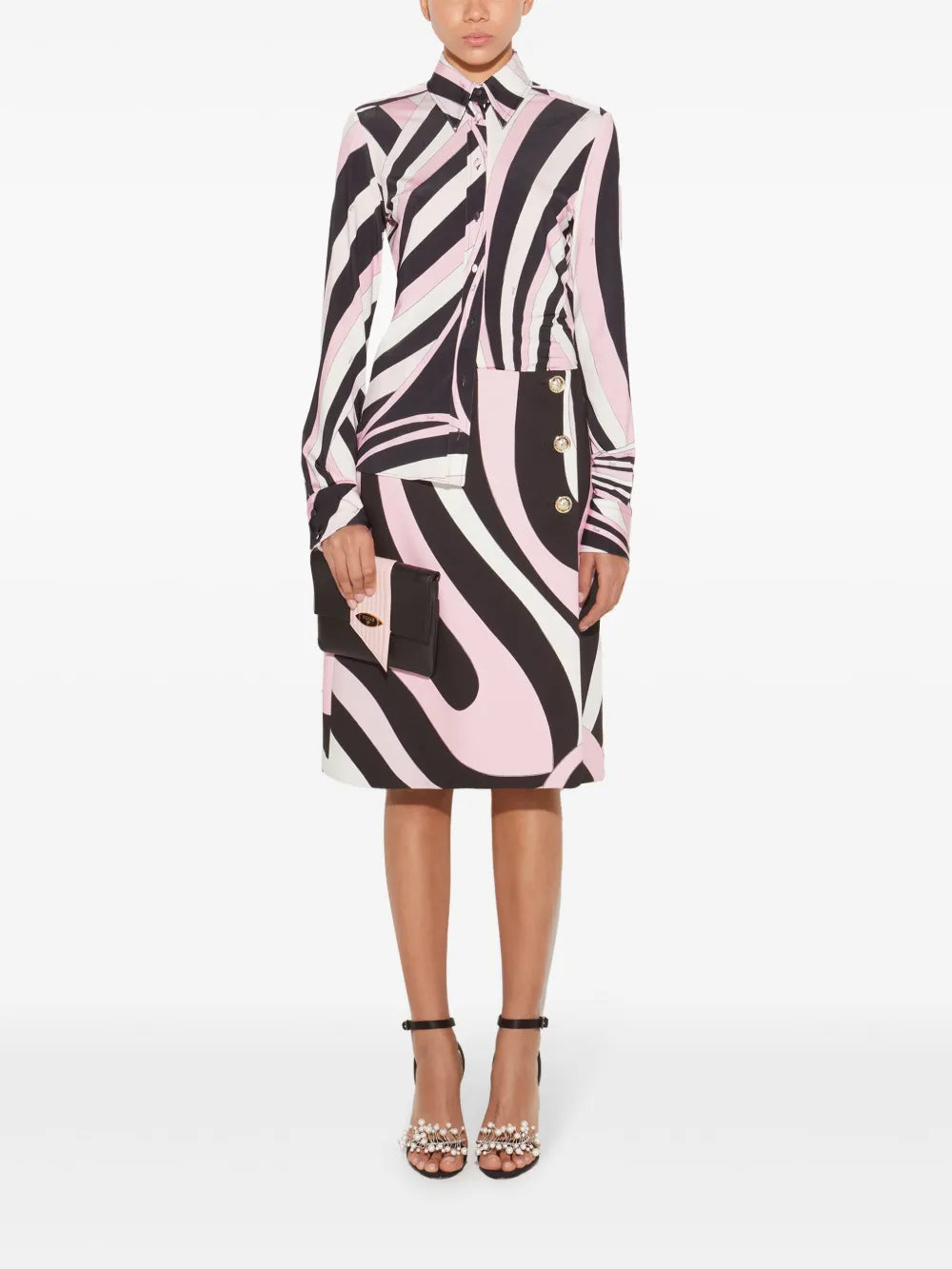 Abstract-Pattern Print Midi Skirt