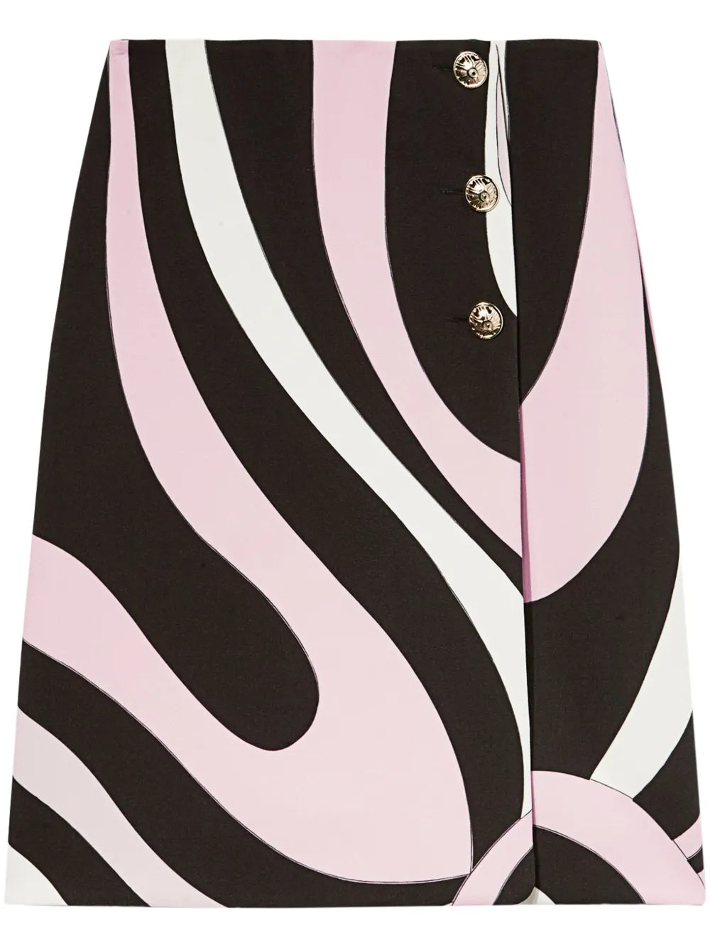Abstract-Pattern Print Midi Skirt