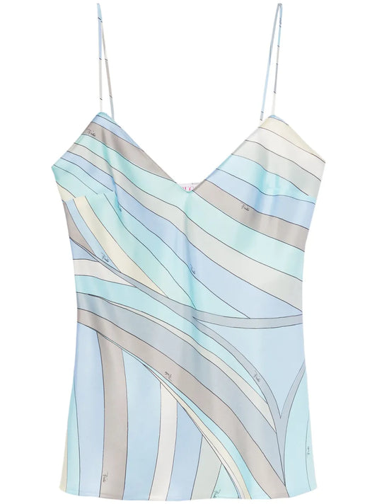 Iride-Print Silk-Twill Top