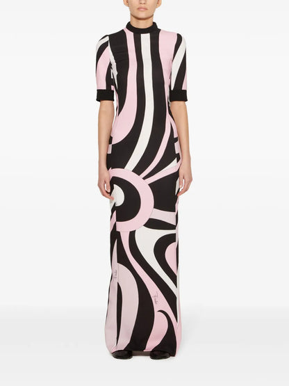 Abstract-Pattern Print Maxi Dress