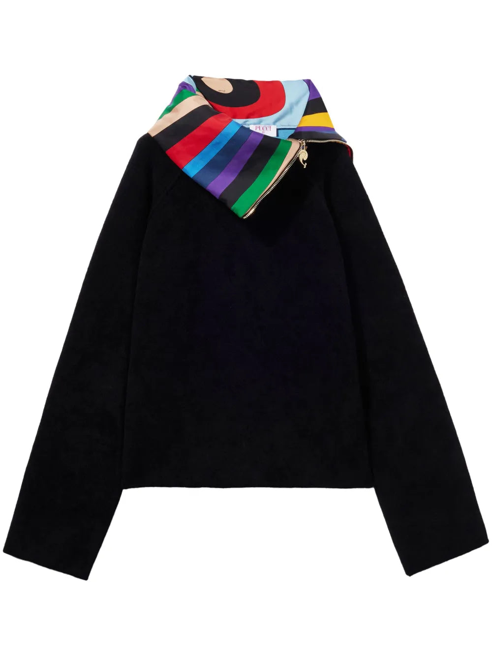 Iride-Print Trim Velvet Sweater