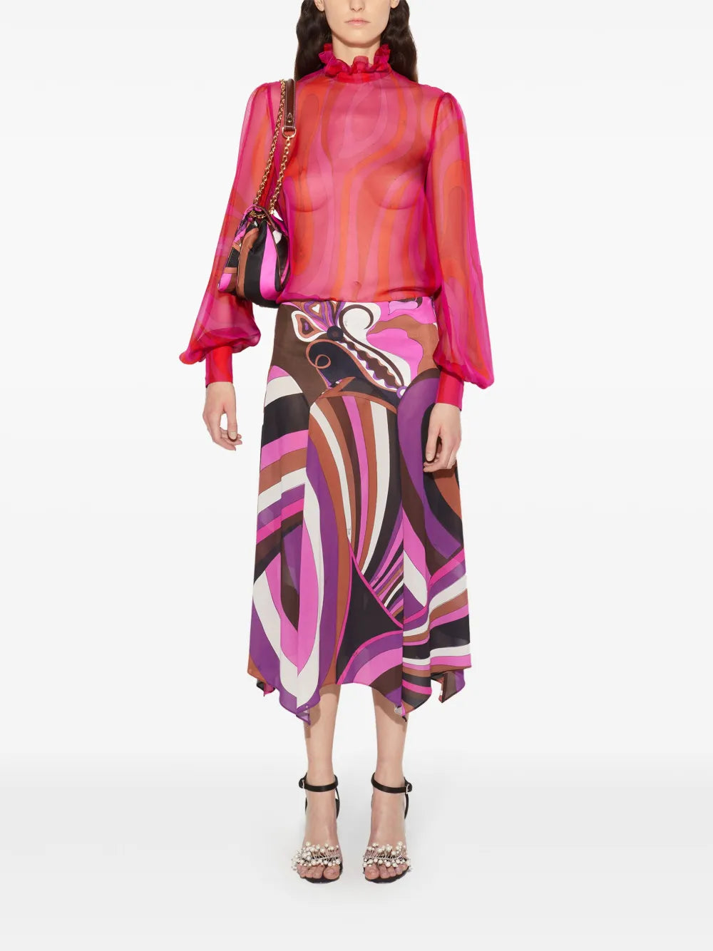 Iride-Print Midi Skirt