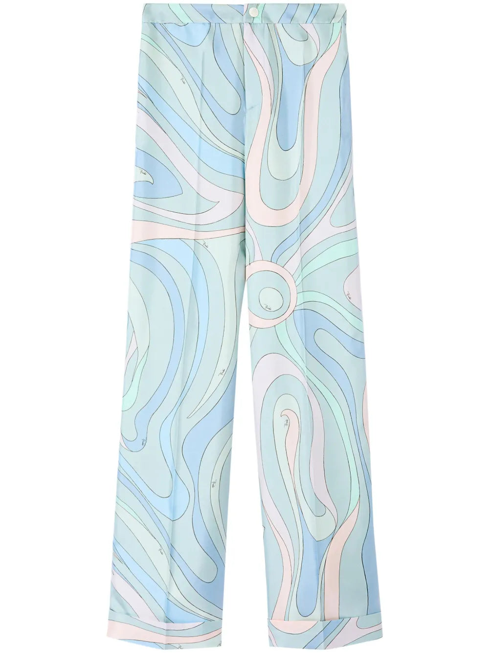 Abstract-Print Silk Twill Trousers