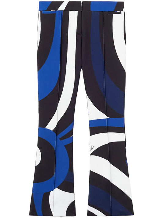 Marmo-Print Flared Trousers