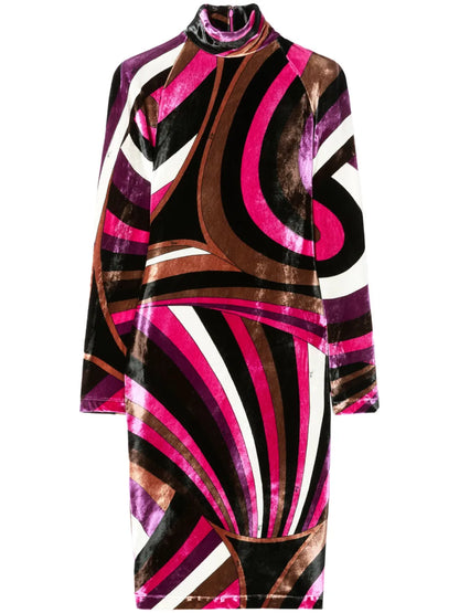 Iride-Print Velvet Mini Dress