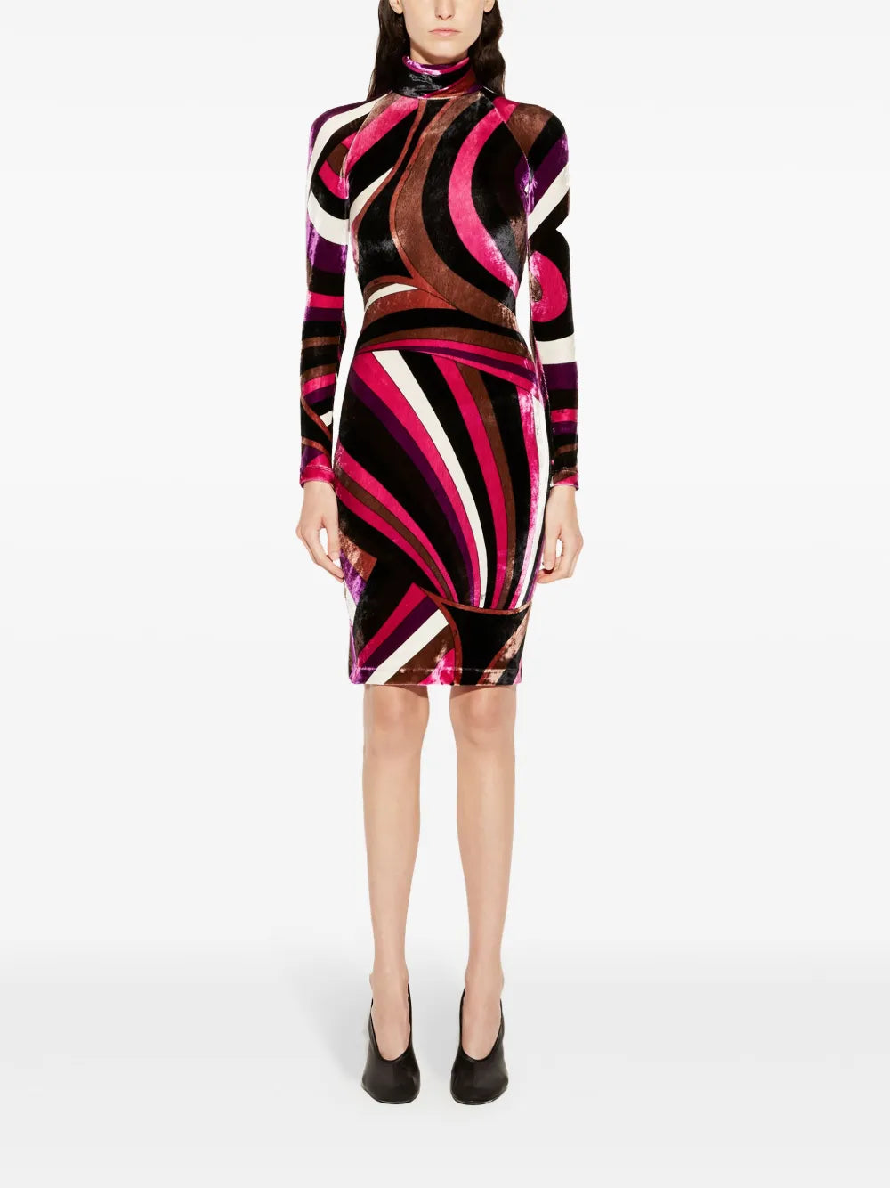Iride-Print Velvet Mini Dress
