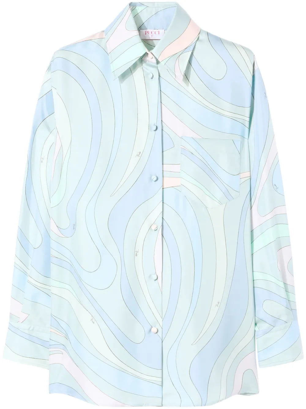 All-Over Graphic Print Silk Twill Shirt