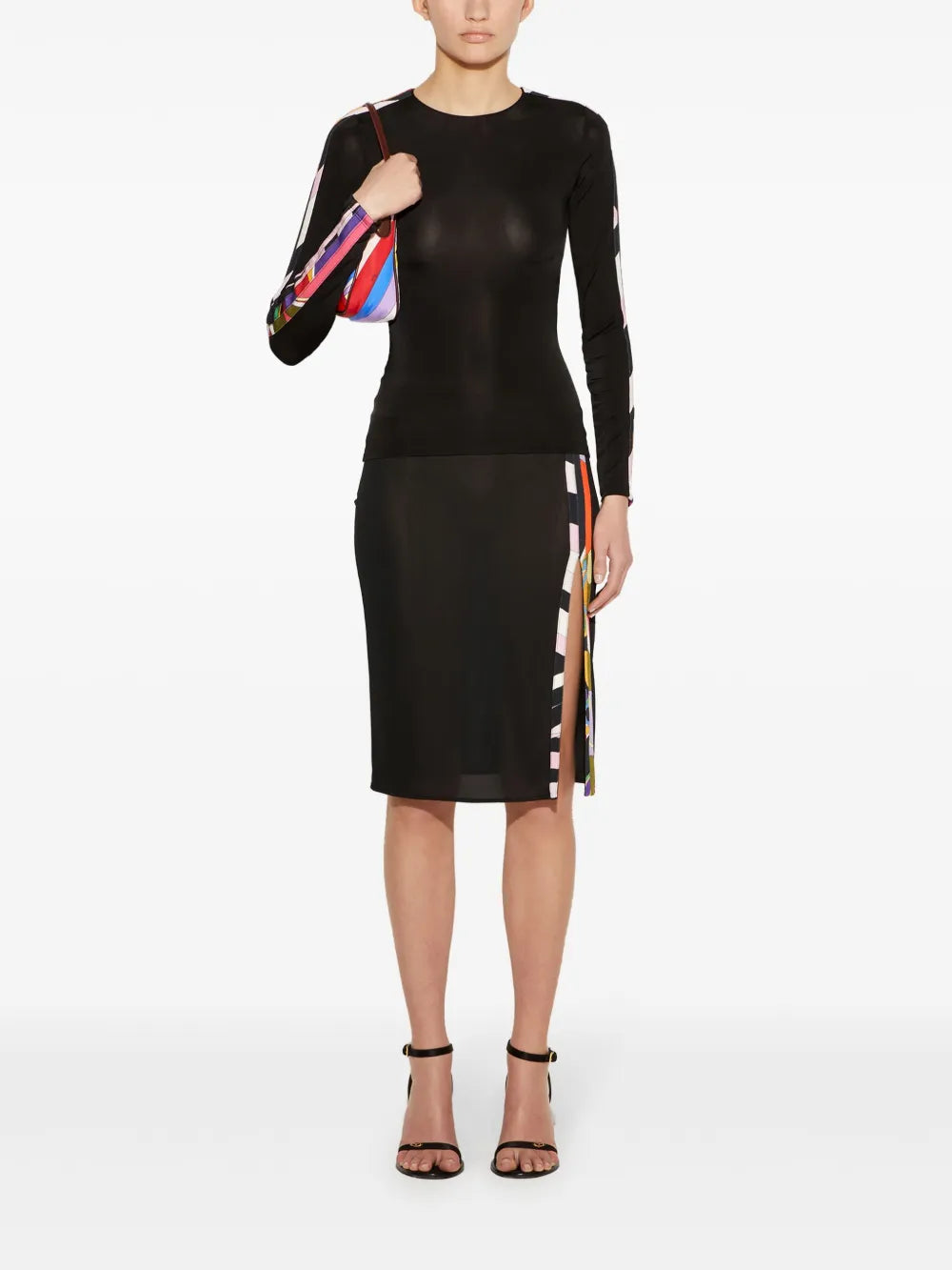 Contrast-Trim Long-Sleeve Top