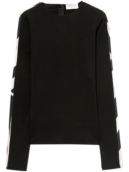 Contrast-Trim Long-Sleeve Top