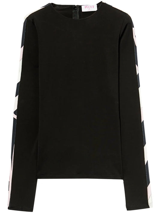 Contrast-Trim Long-Sleeve Top