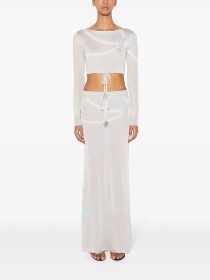 Marmo-Jacquard Crop Top