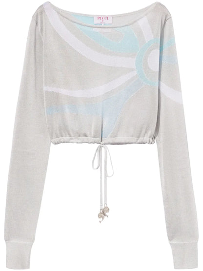 Marmo-Jacquard Crop Top