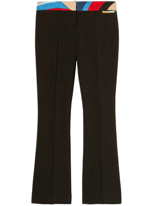 Abstract-Print Trim Cropped Trousers