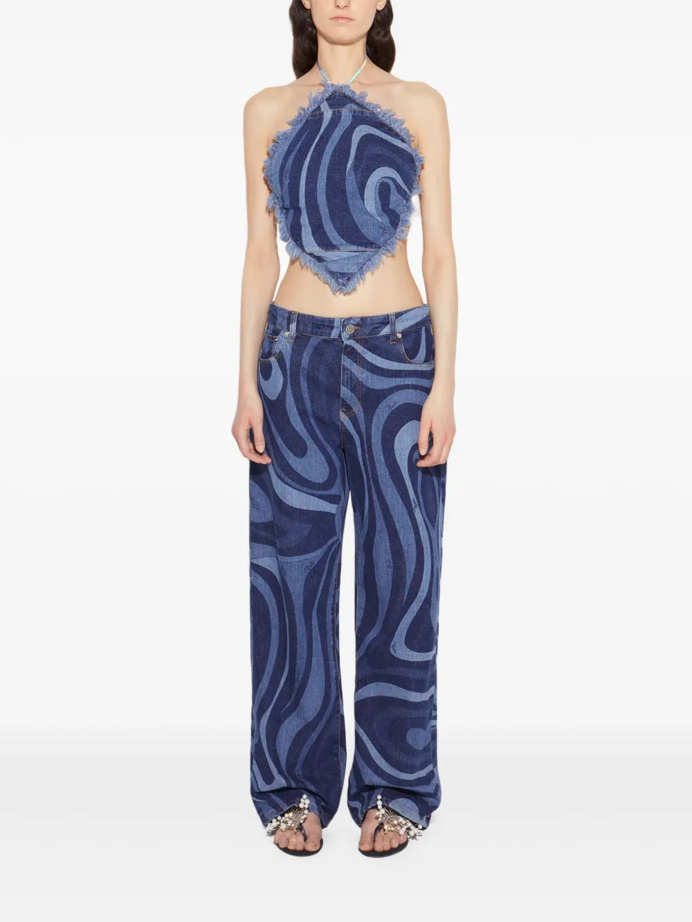 Denim Halterneck Top