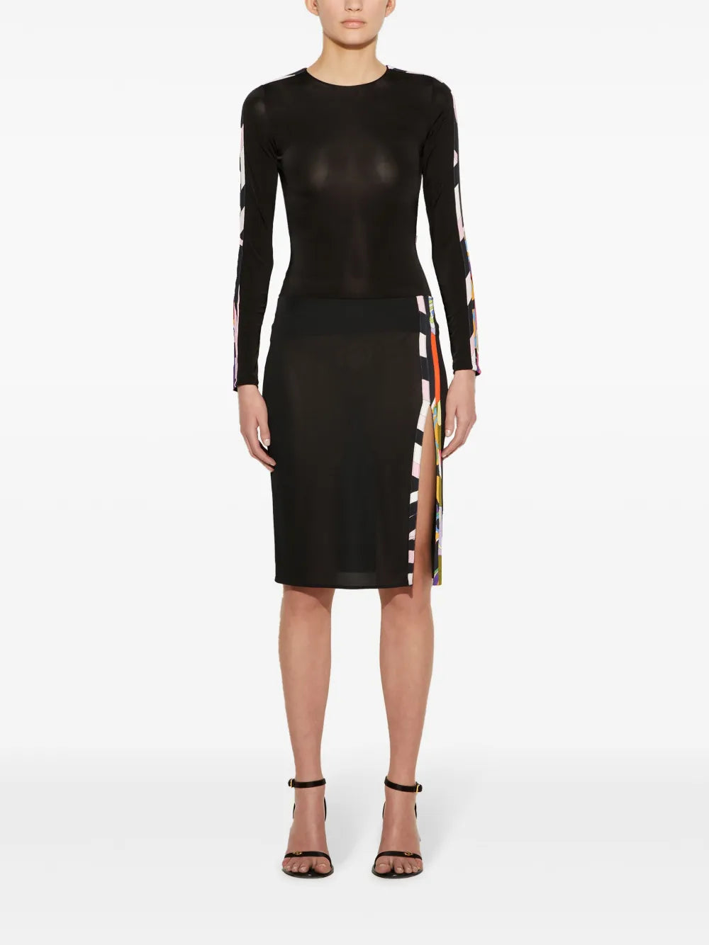 Orchidee/Iride-Print Pencil Skirt