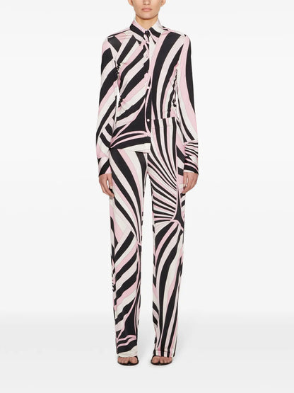 Iride-Print Straight-Leg Trousers