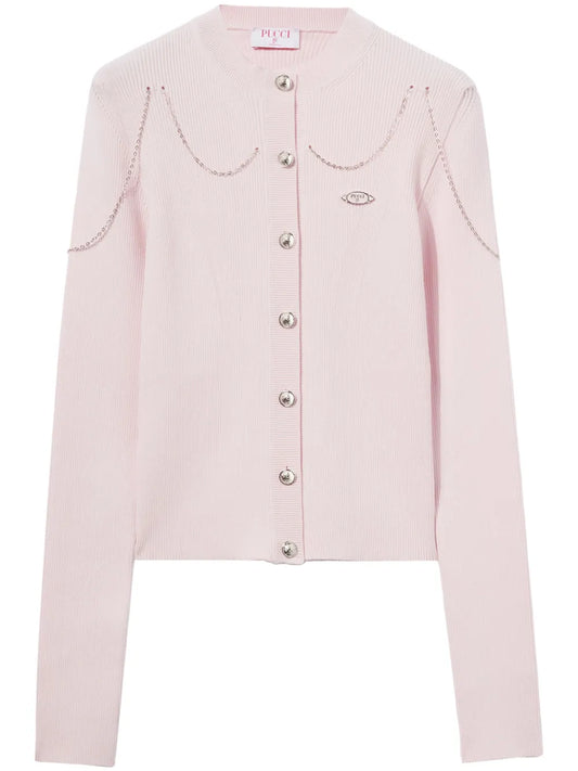 Chain-Embellished Cardigan