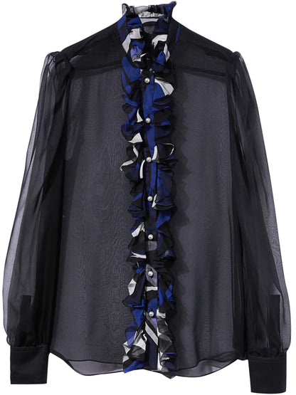 Ruffled Silk Shirt