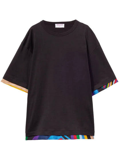 Abstract-Print Trim T-Shirt