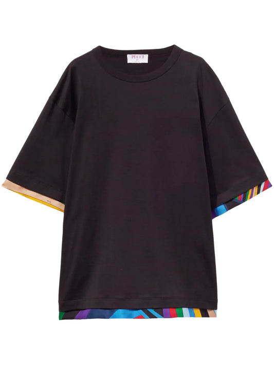 Abstract-Print Trim T-Shirt