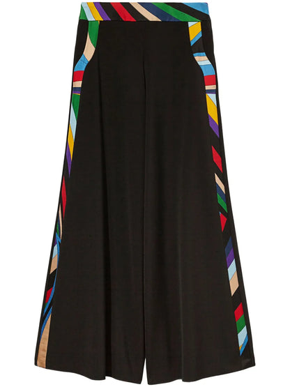 Iride-Print Trim Palazzo Trousers